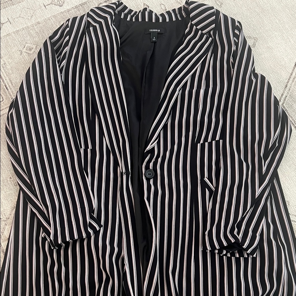 Torrid Striped Black and White Blazer